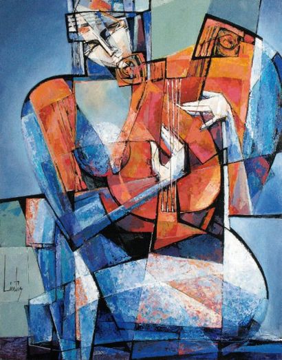 LINTIS, XXe siècle Troubadour, 2002 Acrylique sur toile, signée et datée en bas à...