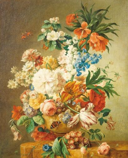 Ecole FLAMANDE du XIXème siècle, suiveur de Gérard van SPAENDONCK Bouquet de fleurs...