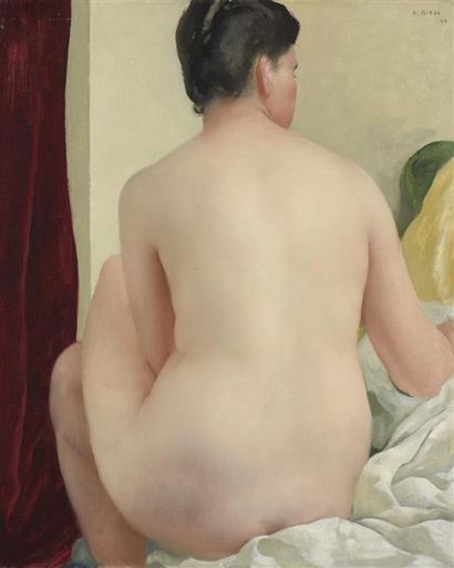 null Jules Alfred GIESS (1901-1973) . " Nu féminin ". Dim. 72x58,5 cm (à vue). Huile...