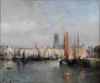 Albert Tibule FURCY de LAVAULT (1847-1915) Vue du Port de la Rochelle Huile sur toile...