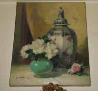 HOEN ALFRED GEORGES (1869-1954) Potiche et bouquet de roses blanches Huile sur toile...
