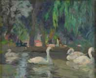 Élie Anatole PAVIL (1873-1948) Cygnes sur une pièce d'eau Huile sur toile 30 x 20...