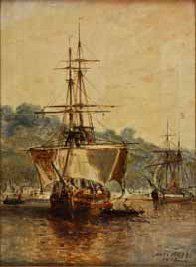Jules Achille NOEL (1818-1881) Marine Huile sur panneau Signée et datée 1872 MM
