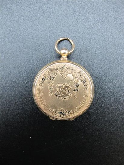 null Montre de col en or jaune 750°/°° (18k) (1838-1919), cadran émaillé à chiffres...