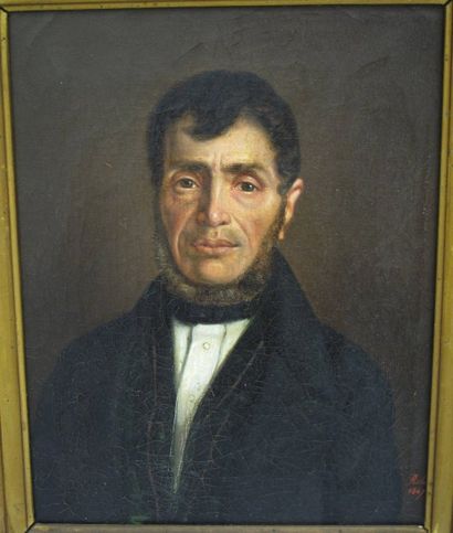 Ecole FRANCAISE, 1847, ROBINES*** Portrait d'homme Toile 27 x 21,5cm Signée et datée...