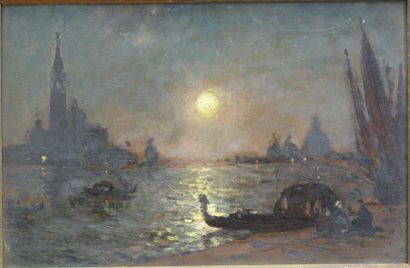 « Vue d'un canal à Venise au clair de lune...
