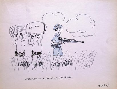 null GUS. Gustave ERLICH, dit (1911-1997) " Ouverture de la chasse aux prisabusifs....