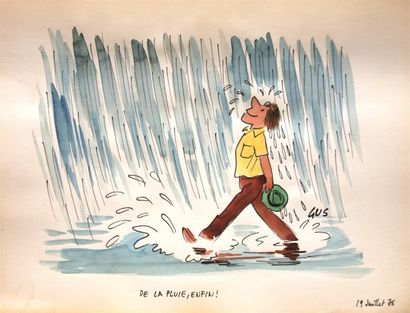 null GUS. Gustave ERLICH, dit (1911-1997 ) " De la pluie, enfin ! ",19 Juillet 76....