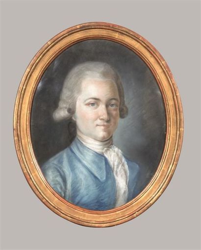 null Ecole française du XVIIIème siècle. Portrait d'homme. Pastel ovale. 41 x 33...