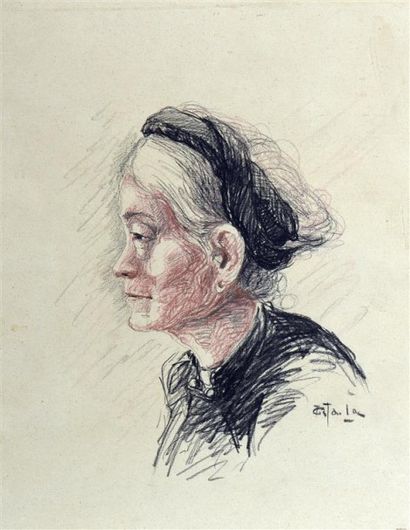 null TRAN BINH LOC (1914-1941). Portrait de lettré et Portrait de vieille femme....