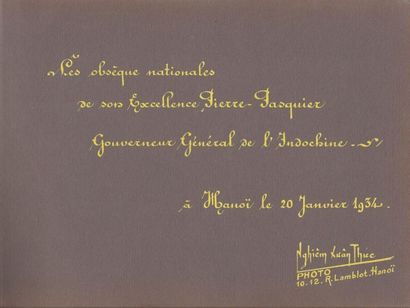 null 1934 Deux albums photographiques d'obsèques nationales en Indochine. (1) Premier...