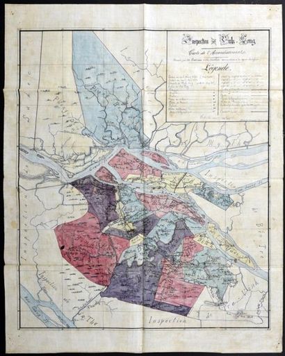 null 1870/1880 INSPECTION DE VINH-LONG PROJET DE CARTE DE L'ARRONDISSEMENT (vers...