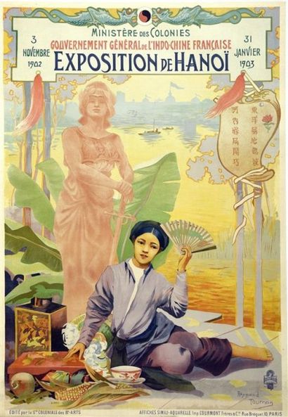 null 1902 Affiche Exposition de Hanoï 1902 Gouvernement Général de l'Indo-Chine Française....
