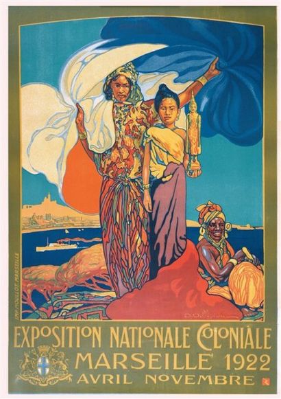 null 1922 Affiche Exposition Nationale Coloniale de Marseille (1922) Illustration...