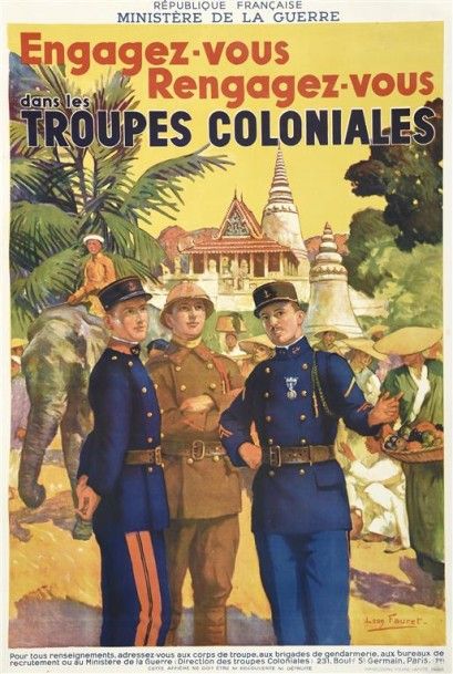 null 1930 Engagez-vous Rengagez-vous dans les Troupes Coloniales. Vers 1930. Affiche...