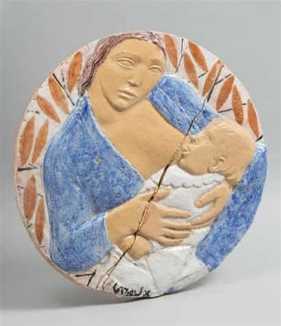 CAZAUX Edouard (1889-1974) Bas-relief circulaire...