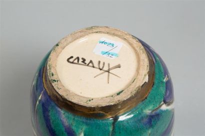 null CAZAUX Edouard (1889-1974) Vase à col évasé en faïence à décor tournant émaillé...