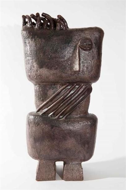 null LANOS Michel (1926-2005) Importante sculpture anthropomorphe en grès émaillé...
