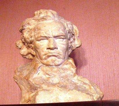 null Ugo CIPRIANI (1887-1960). "Buste de Ludwig van Beethoven". Sculpture volume...
