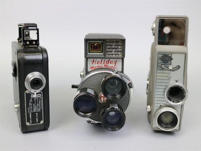 null Lot de 3 caméras : Ciné-Kodak Eight Model 20, vendue pour pièces, avec sacoche....