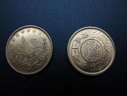 null Monnaie de 100 piastres or Turquie. Poids : 7,1 g et une monnaie en or Arabie...