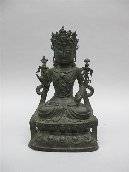 Petite tête de bouddha en bronze, Dim: 6,5...