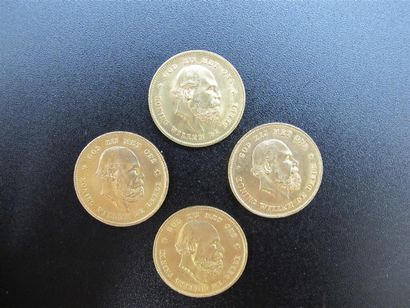 Quatre monnaies de 10 Florins or, Guillaume...