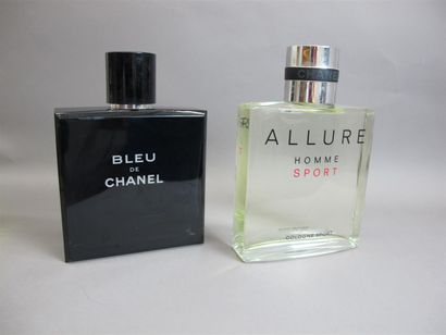 null CHANEL. "Bleu de Chanel" et "Allure Homme Sport" 2000. H. 30 et 32 cm.