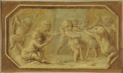 Attribué à Piat SAUVAGE (1744 -1818) "Jeux de putti à l'imitation du bas-relief"...