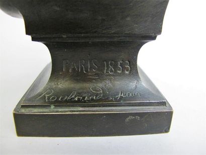 null Roubaud Jean. Buste d'ANTHIOME en bronze patiné, signé, Paris, 1853. H. 29 ...
