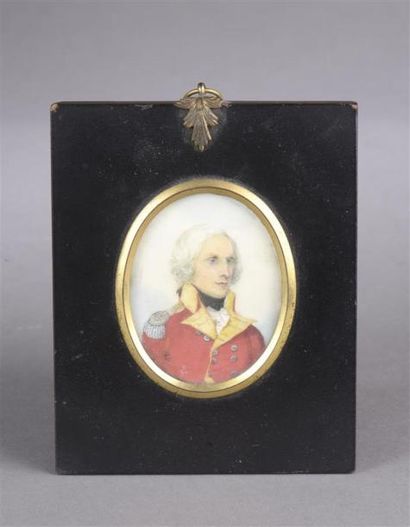 null Ecole anglaise du XIXème siècle. Portrait d'officier du 46th foot Regiment en...