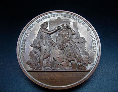 null NAPOLEON III (1852-1870). Médaille. Dantzell. 1852. Refonte des monnaies de...