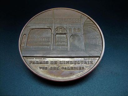 null EUGENIE - NAPOLEON III. Médaille. Caqué / Wiener. n.d. (1855). Palais de l'Industrie....