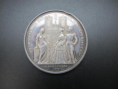 null EUGENIE - NAPOLEON III. Médaille. Oudiné. 1858. Le couple impérial visite la...