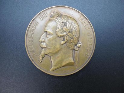 NAPOLEON III. Médaille.Rf. Merley.1865, Voyage...