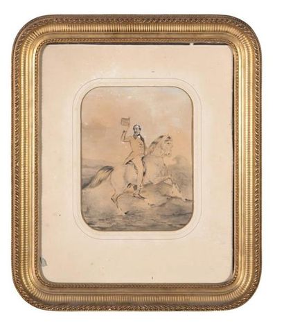 null J.FILLYON. (1824-1883). Portrait à cheval de l'empereur saluant, à l'imitation...