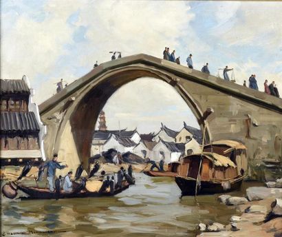 null Maurice Ménardeau (1897-1977)
Peintre de la marine.
Le Vieux pont de Fou Tcheou...