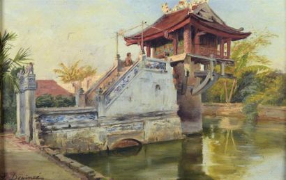 null Suzanne DEPINCÉ (XIX-XXe).
Ecole française des peintres voyageurs d'Indochine.
La...