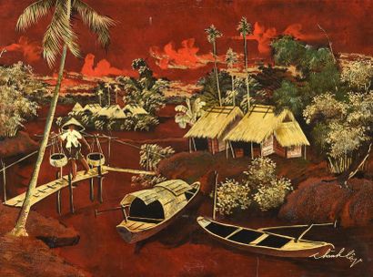 null Thanh Lap (XX/XX)
Peintre actif à Saïgon entre 1940 et 1950
Village de pêcheurs...
