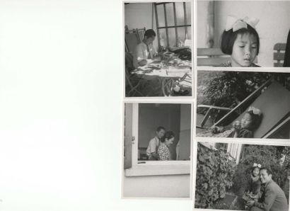 null Nguyen Anh.(1914-2000) Femme de l'artiste et sa fille sur la terrasse. Gouache...