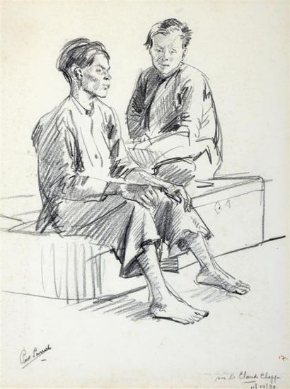 null Paul SARRUT (1882-1969). Sur le Claude Chappe. Etude au crayon sur papier encadrée...