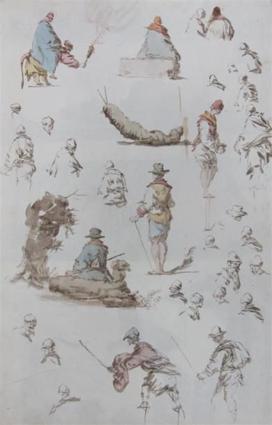 null Charles Fréderic SOËHNËE (1789-1878).
Fantasmagories, limaces et dragons. 
Aquarelle...