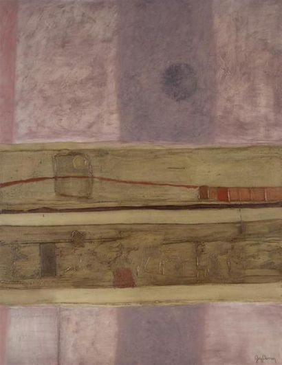 null Guy PERRON (1930-2017).
Paysage. 
Huile et acrylique sur toile signée en bas...