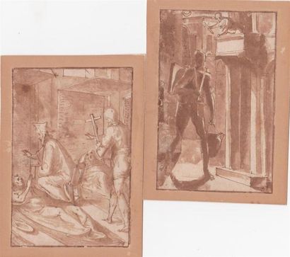 null Giovanni GUERRA (1544-1618).
Deux dessins d'illustration pour une histoire des...