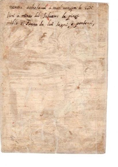  Ecole italienne du XVIIème siècle. Saint guérisseur. Lavis de sépia sur papier....