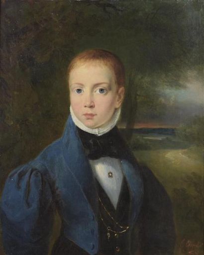 null Louis Eugène CHARPENTIER (1811-1890).
Portrait de jeune homme.
Huile sur toile,...