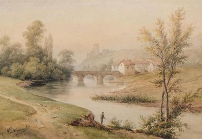 François Jules COLLIGNON (- 1850). Paysages...