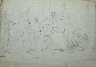 null Attribué à Cesare Franchi POLLINI (1560-1630).
Etude d'anges et de nains, au...