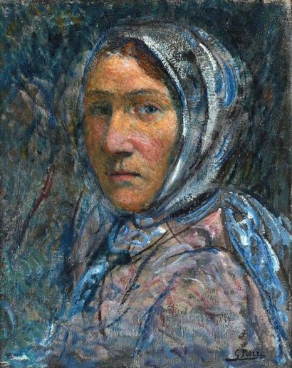 null Gustave PIERRE (1875-1939) Portrait de paysanne Huile sur toile. Signée en bas...