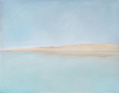 null Denise ESTEBAN (1925-1986) Koweït, le désert après la pluie Aquarelle. Signée...
